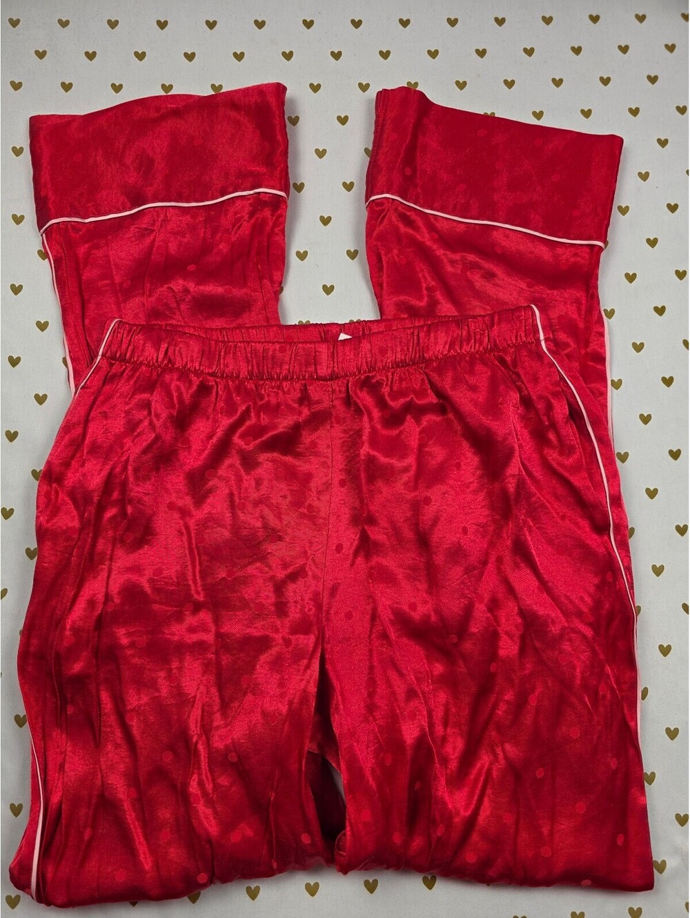 Victorias Secret Red Satin Polka Dot Small Sleep Pants Pajama PJ Bottoms